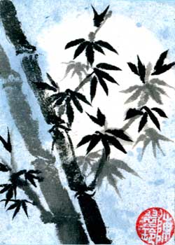 "A Cool Summer's Night" by Lynna Zakaria, Oak Creek WI - Oriental Brush Painting on Rice Paper